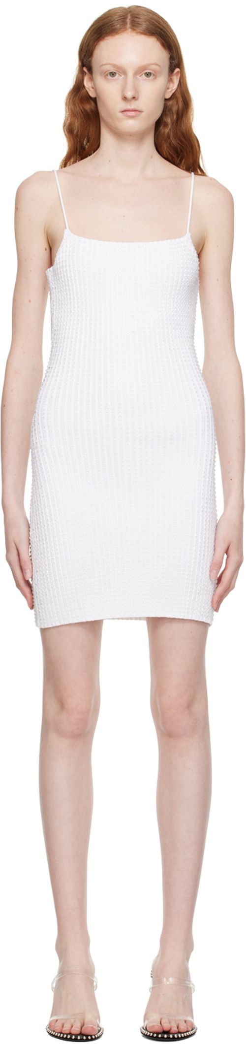 White ribbed mini dress