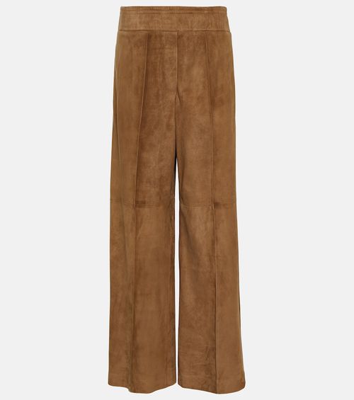 Wide-leg suede pants