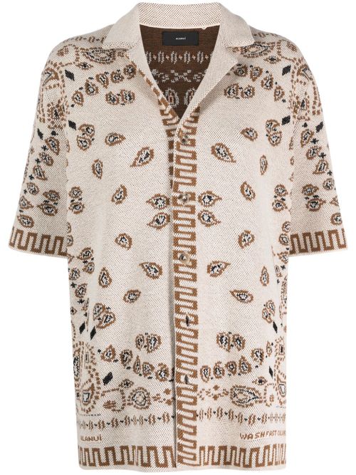 Bandana-jacquard cotton shirt - Neutrals