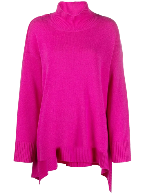 Draped Roll-Neck Virgin Wool-Cashmere Sweater — Pink