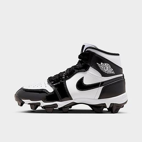 Big Kids Air Retro 1 Mid Cleats in White/Black