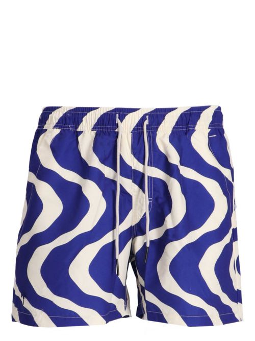 Rippling elasticated-waist swim shorts - Blue