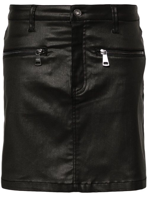 Coated denim miniskirt - Black