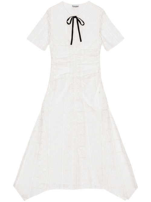 Embroidered midi dress - White