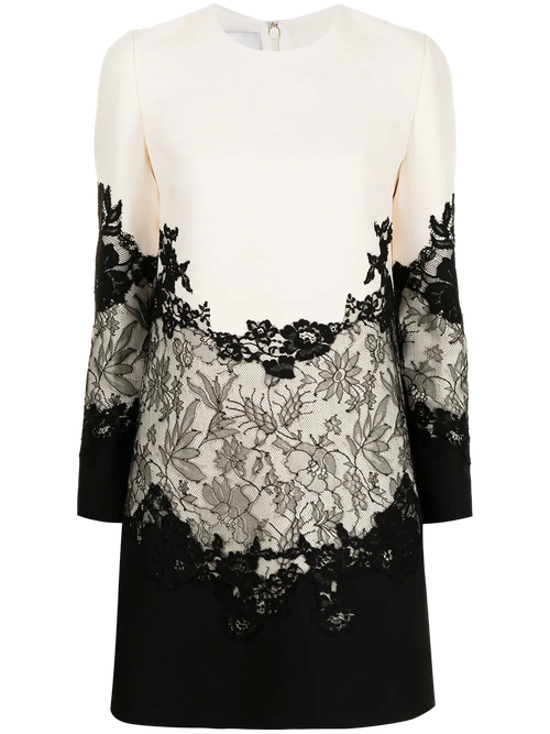 Lace-Embellished Dress — Black