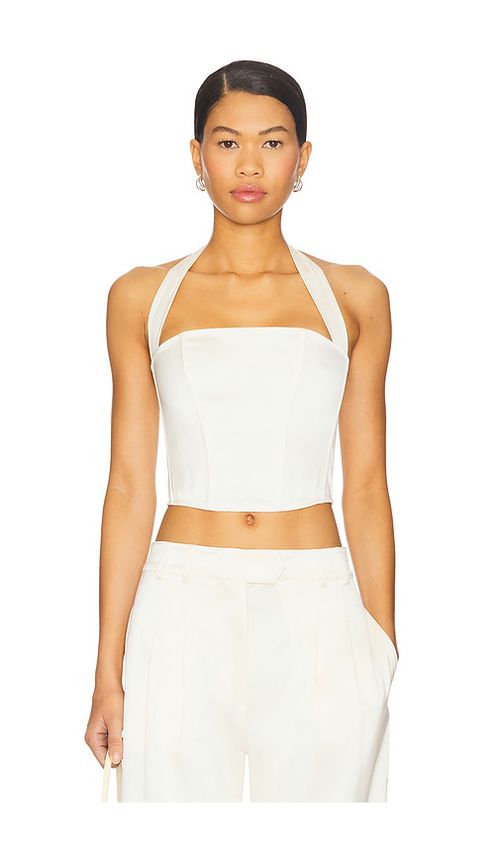 Fleur du mal Satin Halter Corset Top in Cream. -  8 also in 0, 10