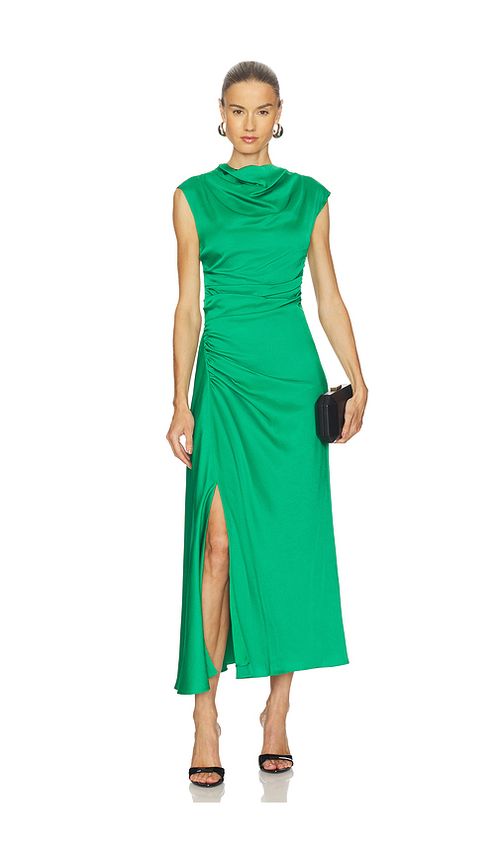 SIMKHAI Burke Draped Mini Dress in Green. 6. Also , 10, 2