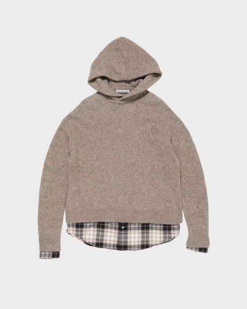 Acne Studios Layered Wool Hoodie Beige