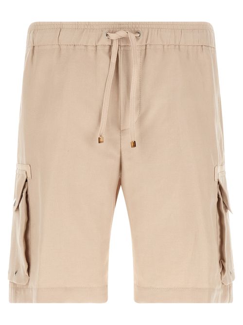 Linen and Cotton Bermuda Shorts — Beige
