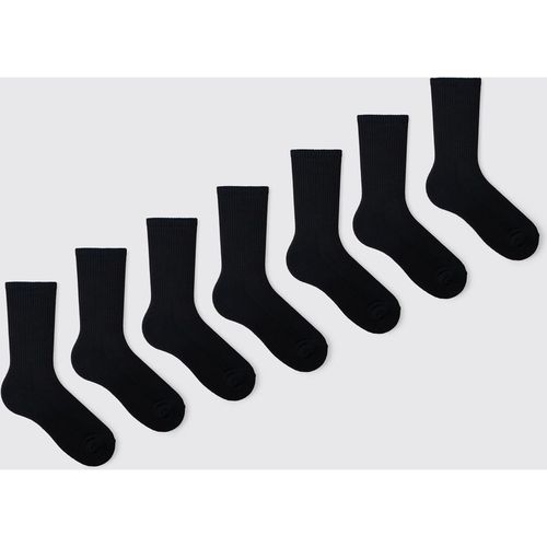 BoohooMAN Mens 7 Pack Plain Sport Socks - Black Cotton