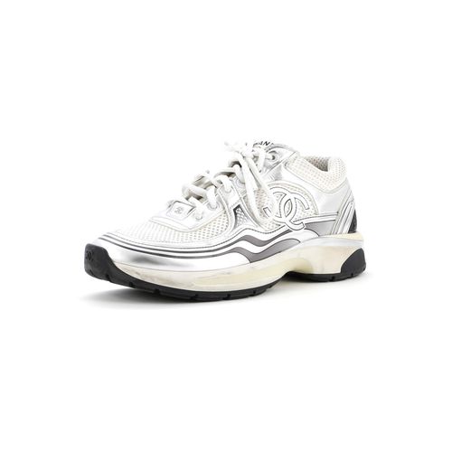 Women's CC Low-Top Sneakers Mesh and Laminated Leather