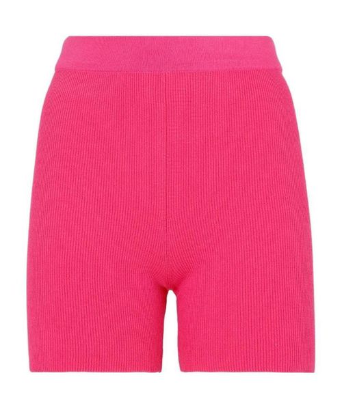 High-rise ribbed knitted shorts