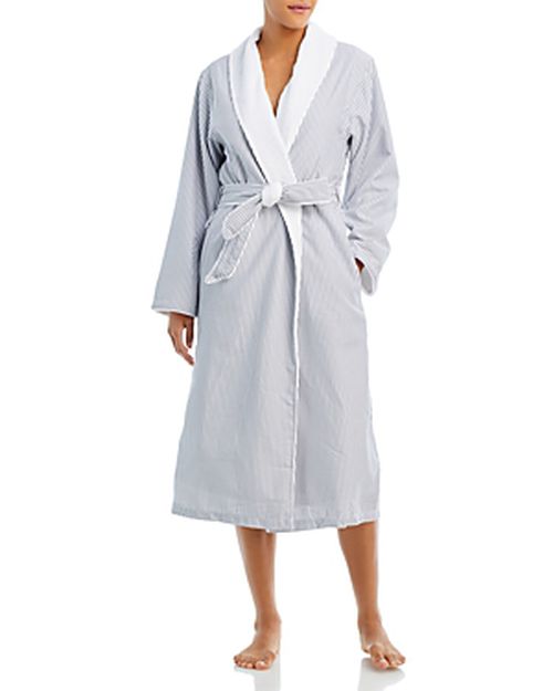Fleece Lined Seersucker Bathrobe