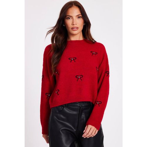 Quiz Women's Red Knitted Bow Jumper | : Mediu