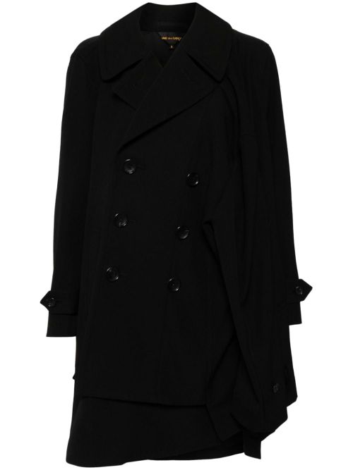 Double-Breasted Wool Coat — Black