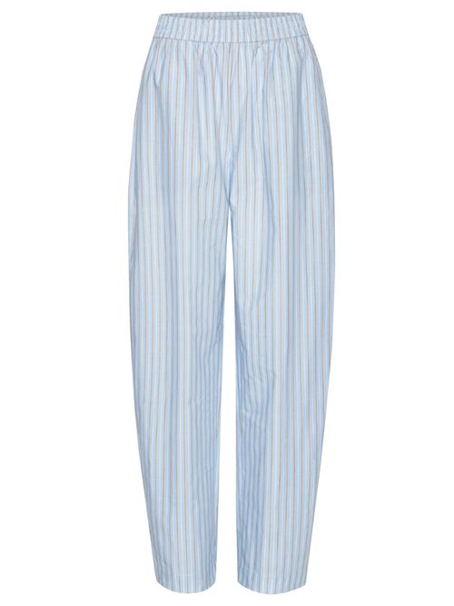 Women's Striped Poplin Pull-On Pants with Elastic Waistband and Side Pockets