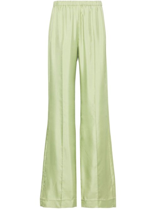Wide-legged silk trousers - Green