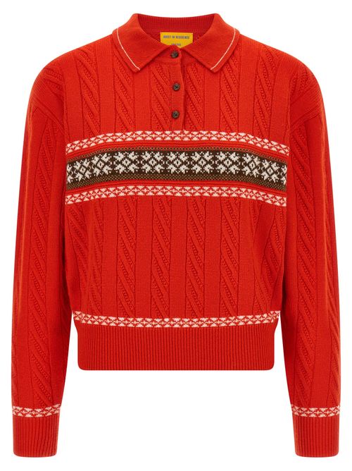 Cable Collegiate Polo Sweater