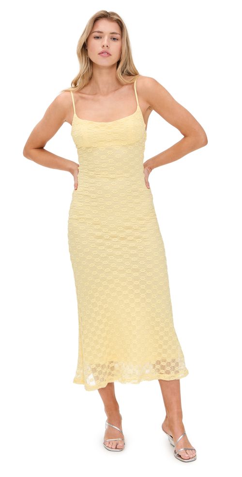BARDOT | BARDOT Adoni Mesh Midi Dress Canary Yellow | Realry