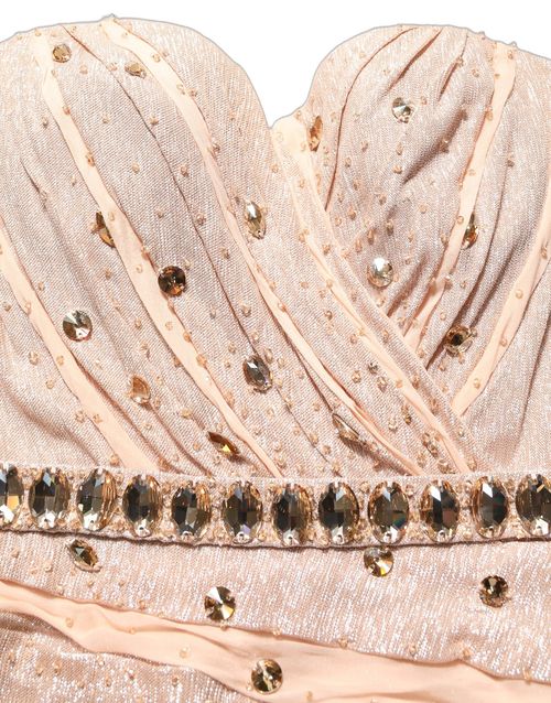 Embellished Sweetheart Evening Gown — Beige