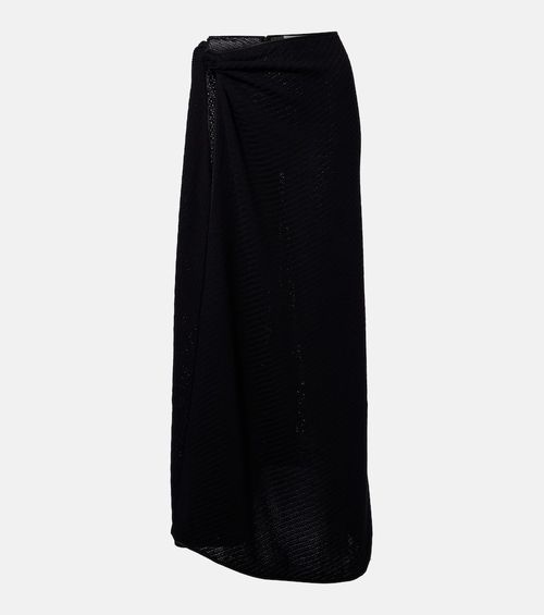Knitted cotton-blend maxi skirt