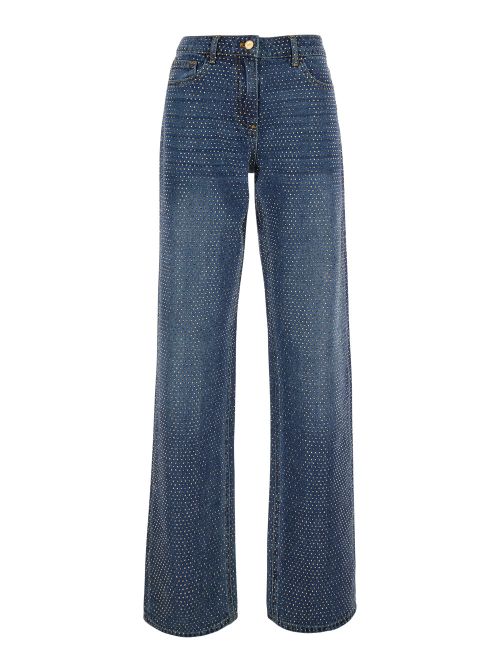 Crystal-Embellished Jeans — Blue