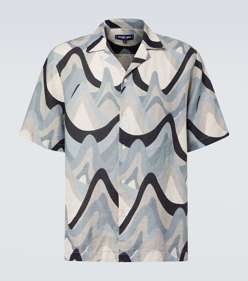 Roberto printed linen bowling shirt