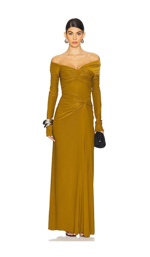 Deme by gabriella vestido largo connie en color verde oliva  M  también en