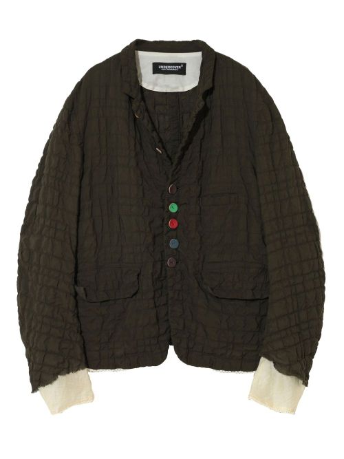Crinkled-texture blazer - D.KHAKI