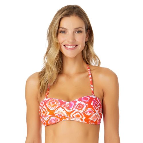 Multi Colored Women's Tie Dye Foulard Twist Bandeau Bikini Swim Top