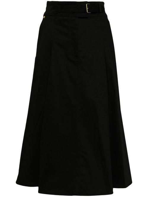 Pleated cotton midi skirt - Black