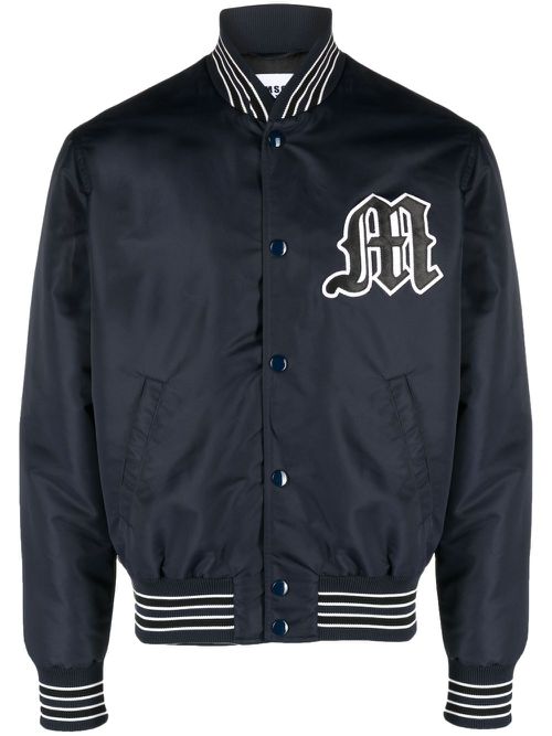 Logo-patch bomber jacket - Blue