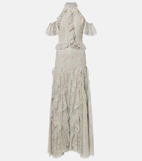 Rhodine embellished halterneck lace gown