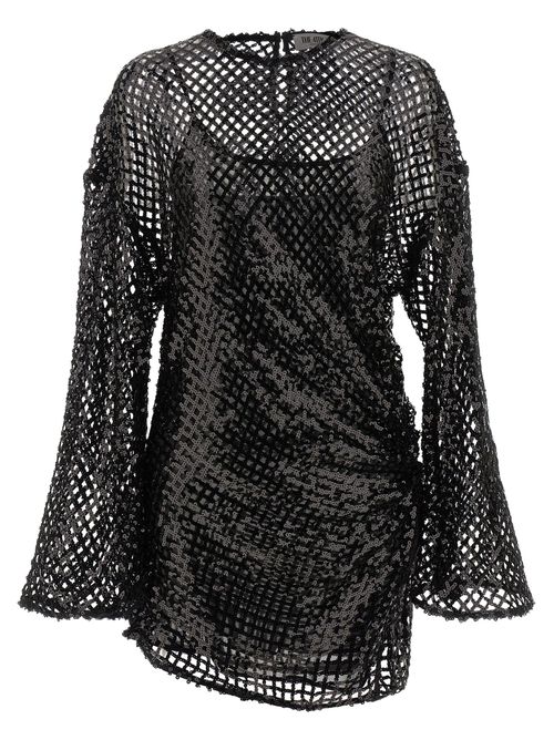 Sequin Mesh Dress — Black