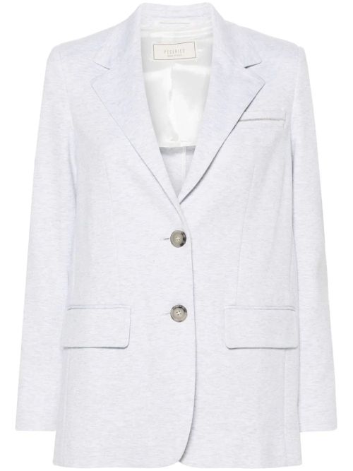Single-Breasted Cotton-Blend Blazer — White