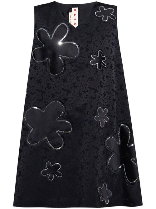Floral-jacquard mini dress - Black