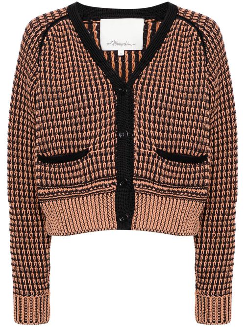 Bi-color cropped cardigan - Black