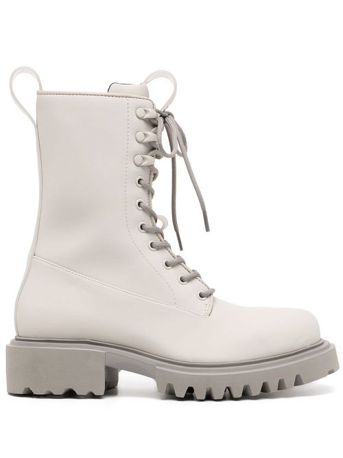 Show lace-up combat boots - White