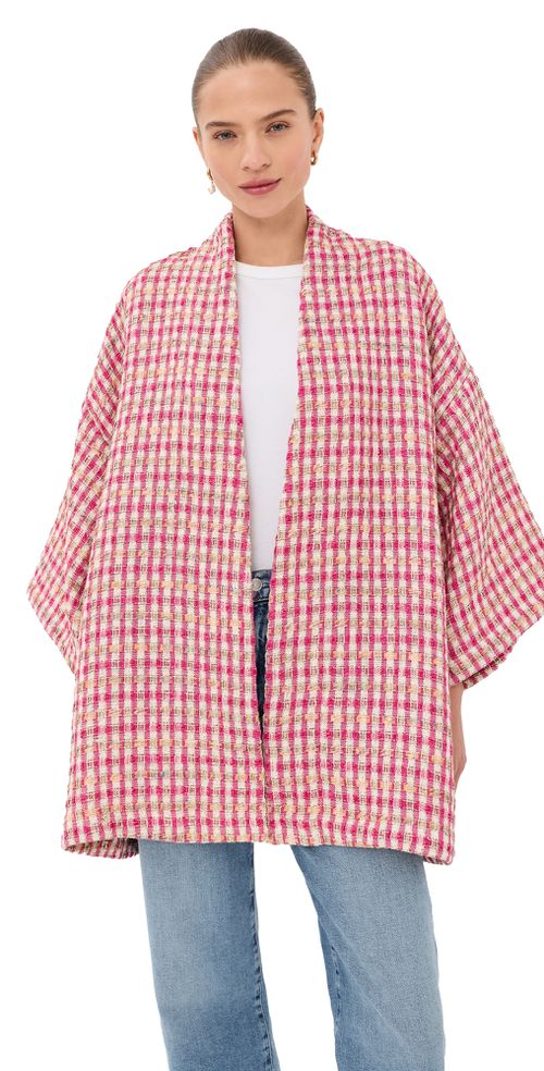 Metallic Tweed Mini Duster Pink & Tan One Size
