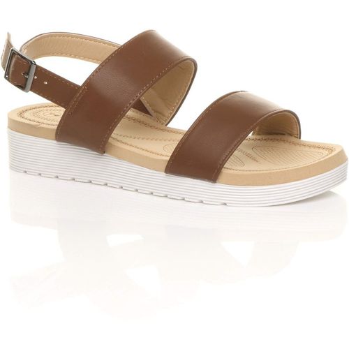 Low Wedge Heel Strappy Faux Leather Flatforms