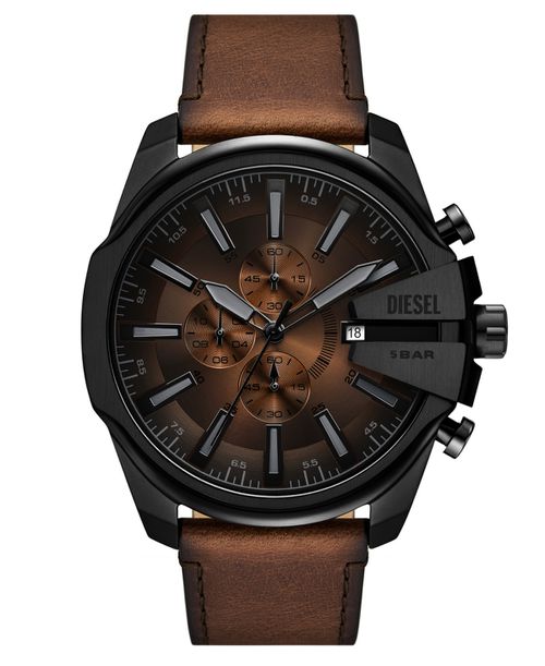 Men's Mega Chief Slim Quartz Chronograph Brown Leather Watch, 48mm - Brown