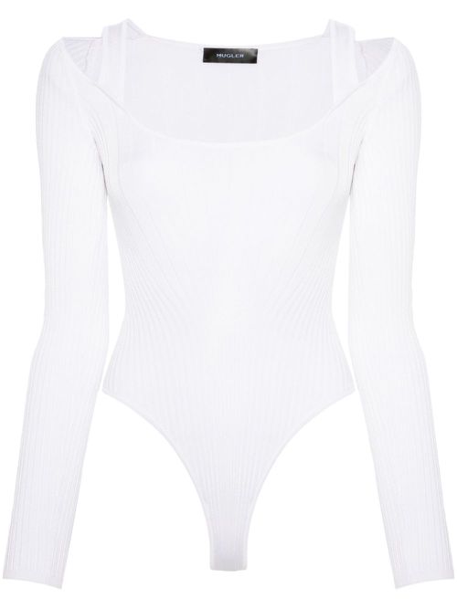 Strapped long-sleeved bodysuit - White