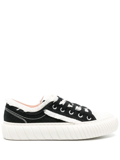 Frayed-detail low-top sneakers - White