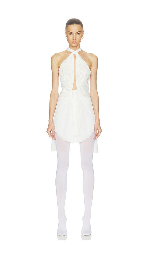 HAELO Pleated Drape Dress in White. - S also in XXS, XS, M