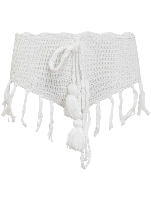 Crochet-knit shorts - White