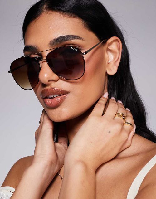 Arilican large aviator sunglasses in brown and gold