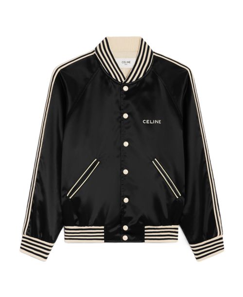 Celine embroidered teddy jacket in satin-finish nylon