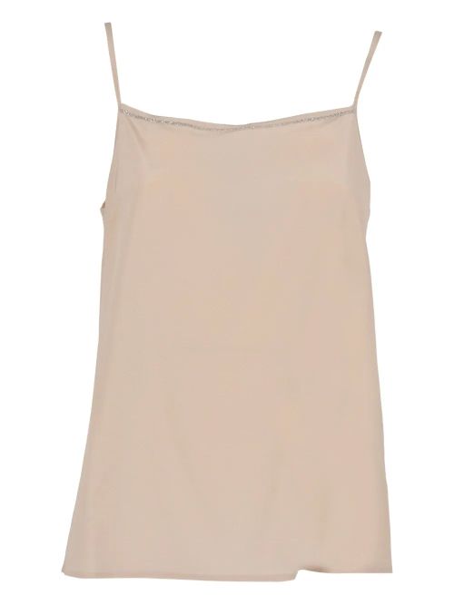 Beaded-Trim Tank Top — Beige