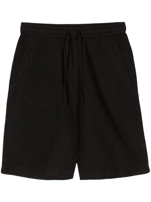 Embroidered-motif hemp deck shorts - Black