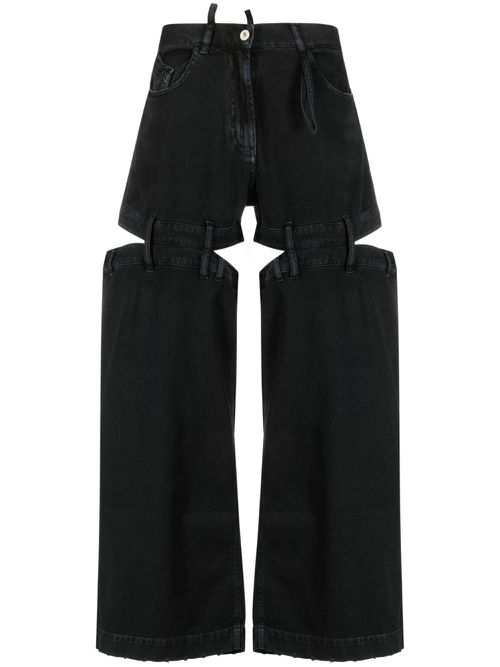 Cut-out wide-leg jeans - Black